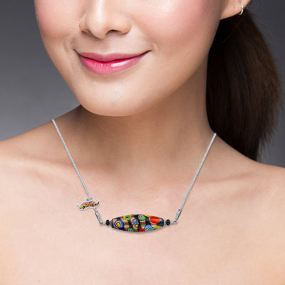 Light Blue Legend Necklace V - 1.8mm Anti - Tarnish Silver [Free Upgrade] - Pendant Necklace