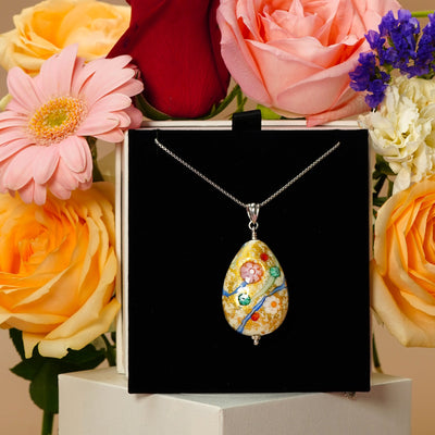 Love in Bloom Vase Pendant - Black Leather - Pendant
