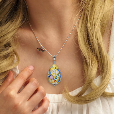 Love in Bloom Vase Pendant - Black Leather - Pendant