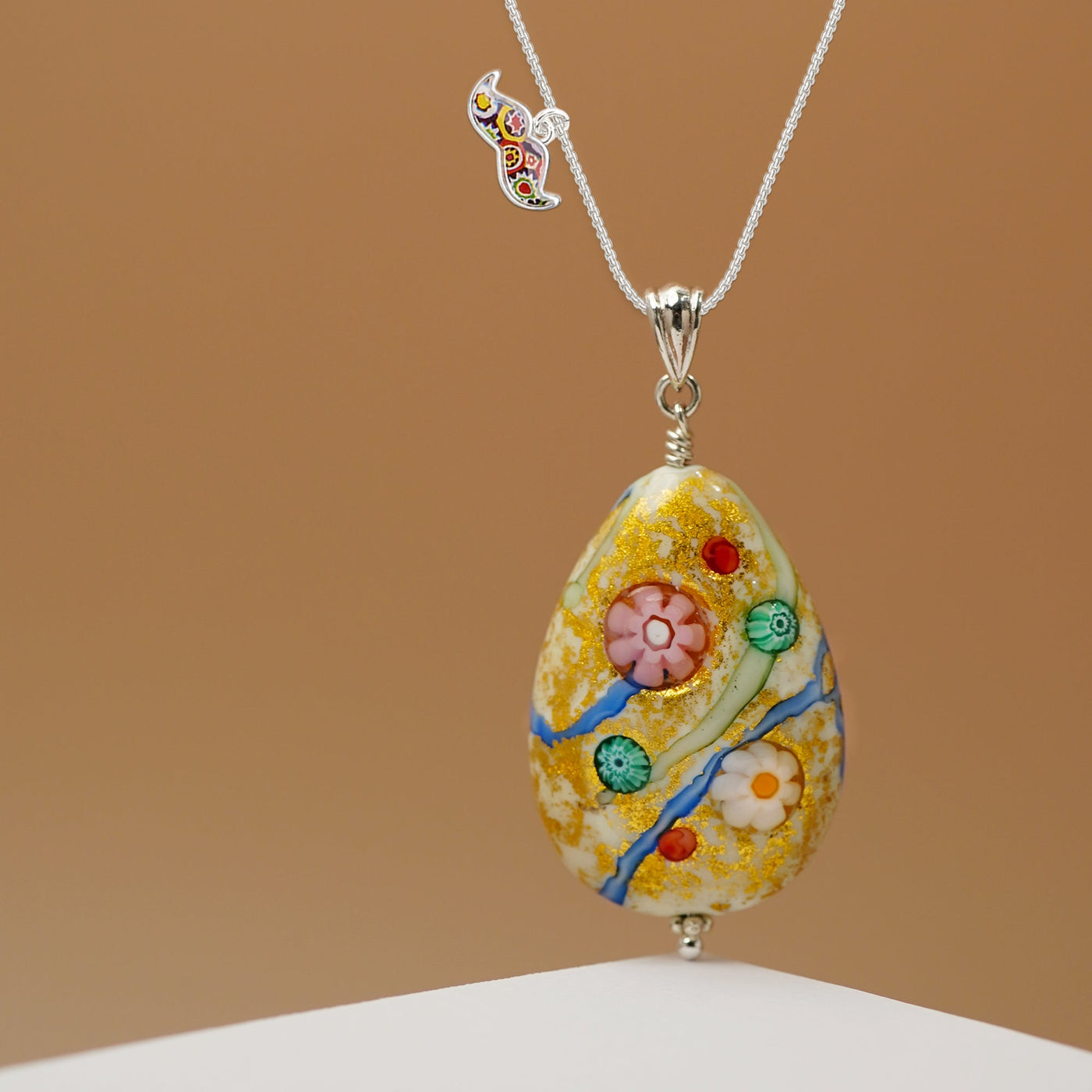 Love in Bloom Vase Pendant - Black Leather - Pendant