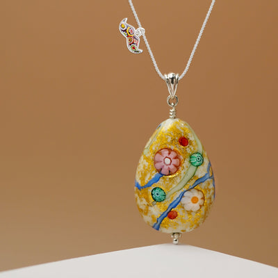 Love in Bloom Vase Pendant - Black Leather - Pendant