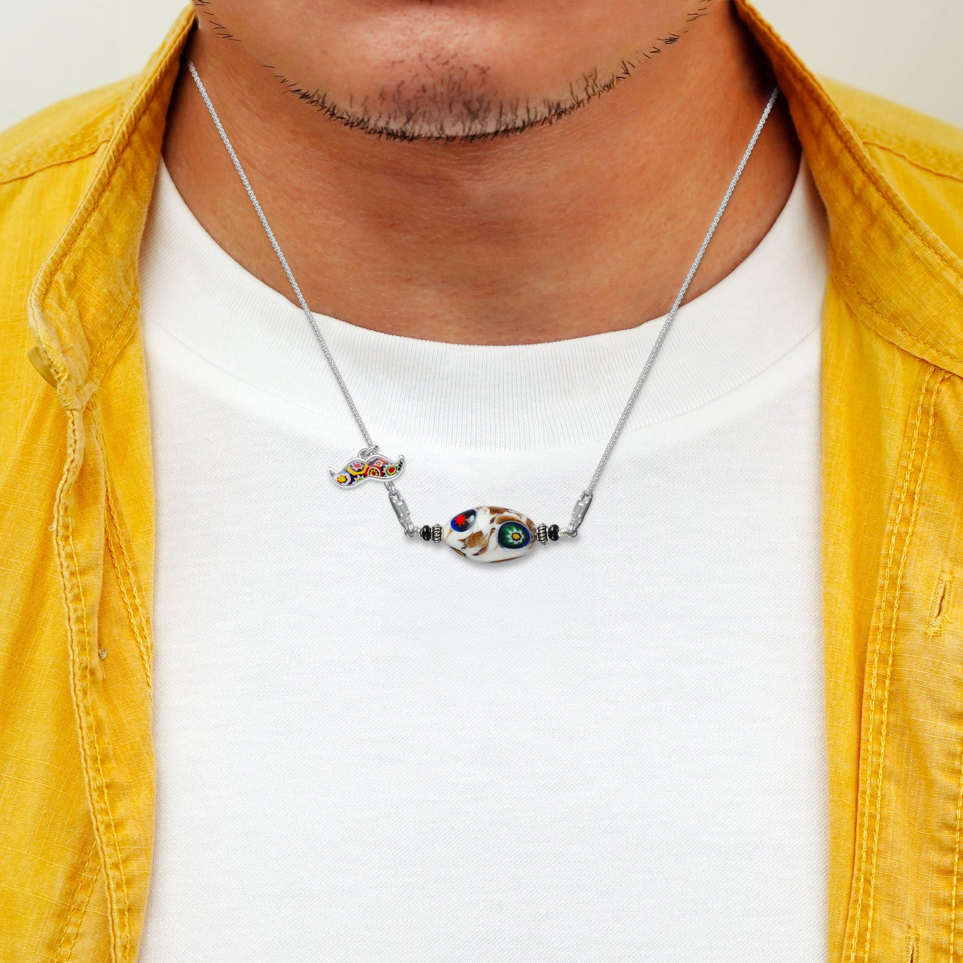 Marble White Legend Necklace IV - 1.8mm Anti - Tarnish Silver [Free Upgrade] - Pendant Necklace