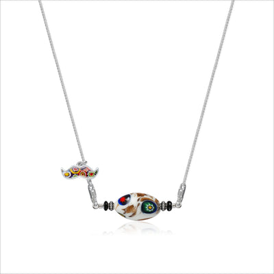 Marble White Legend Necklace IV - 1.8mm Anti - Tarnish Silver [Free Upgrade] - Pendant Necklace