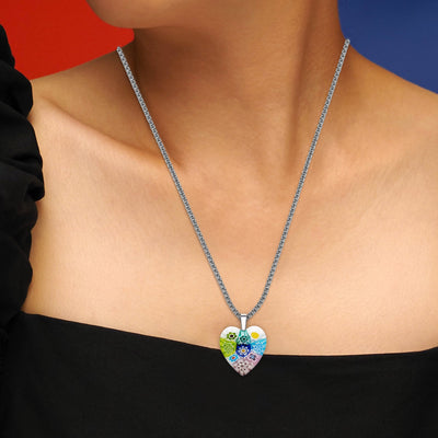 Nine in Bloom Heart Necklace - Leather (Stainless Steel) - Pendant Necklace