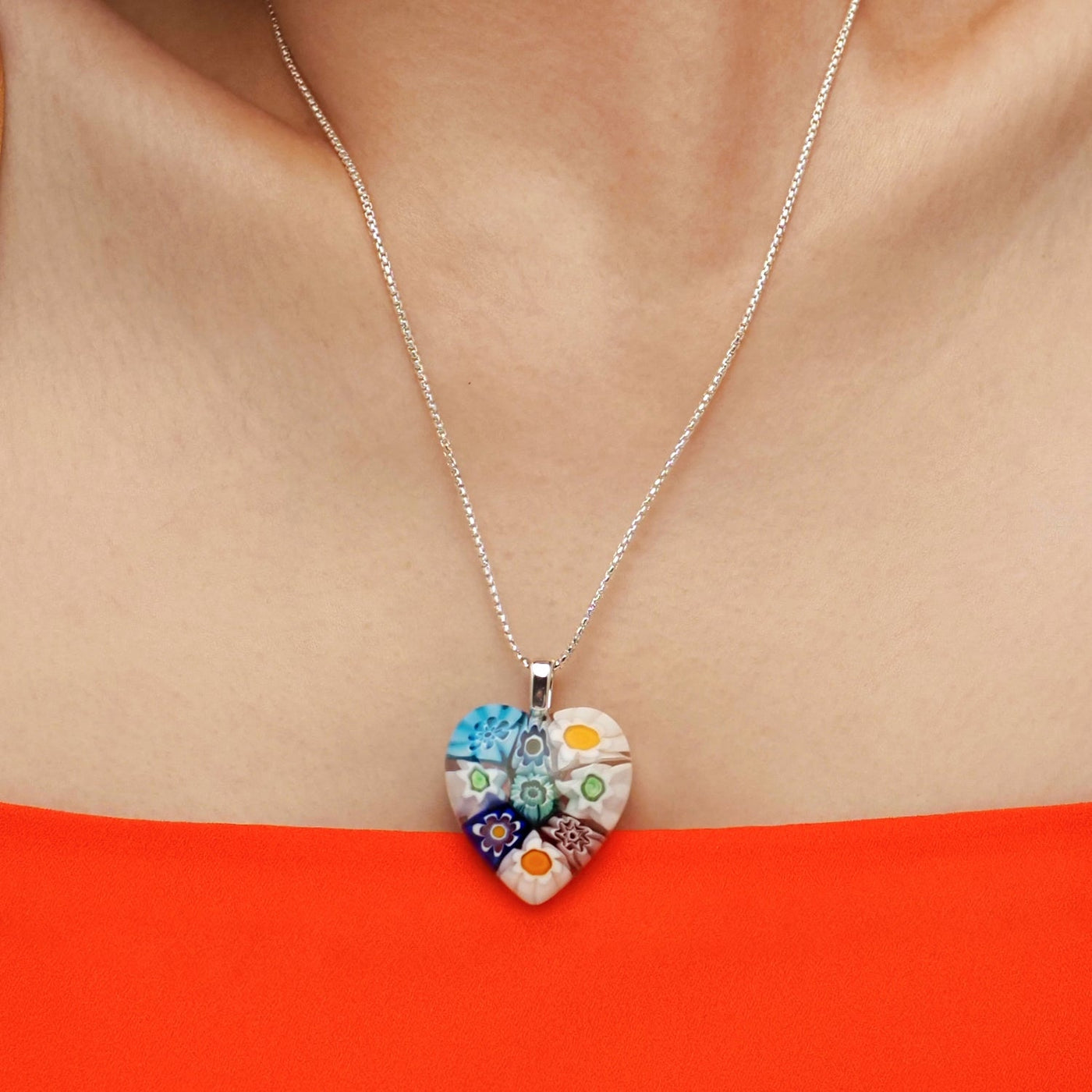 Nine in Bloom Heart Necklace - Leather (Stainless Steel) - Pendant Necklace