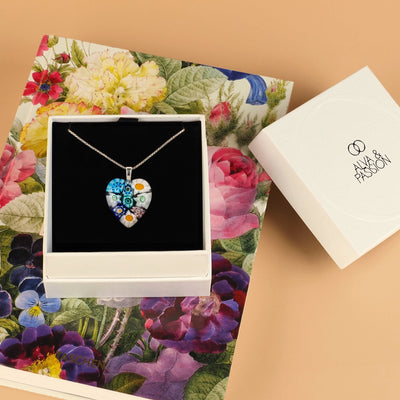 Nine in Bloom Heart Necklace - Leather (Stainless Steel) - Pendant Necklace