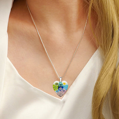 Nine in Bloom Heart Necklace - Leather (Stainless Steel) - Pendant Necklace