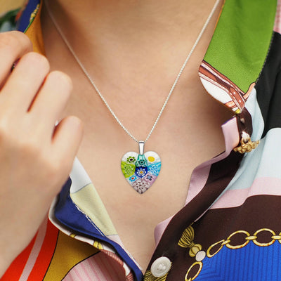 Nine in Bloom Heart Necklace - Leather (Stainless Steel) - Pendant Necklace