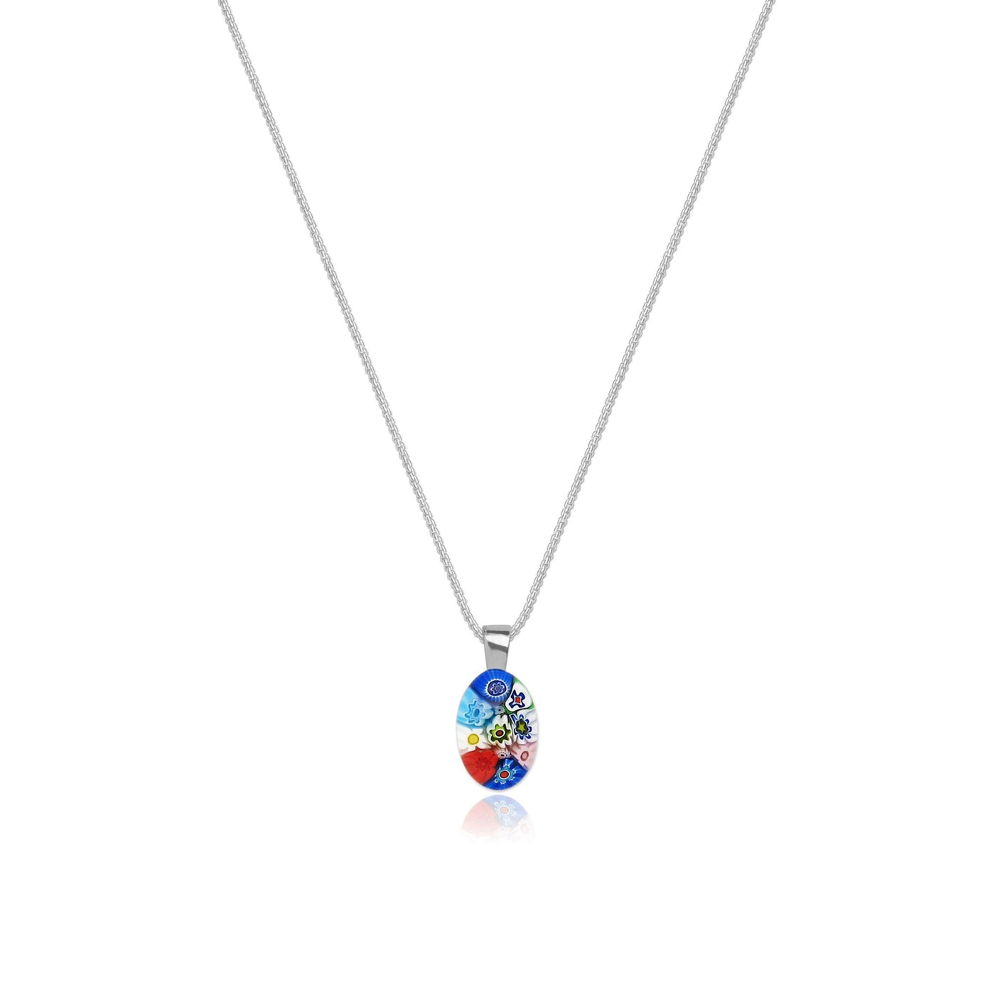 Oval in Bloom Necklace - 0.85mm 925 Sterling Silver - Pendant Necklace