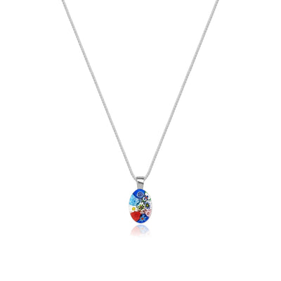 Oval in Bloom Necklace - 0.85mm 925 Sterling Silver - Pendant Necklace
