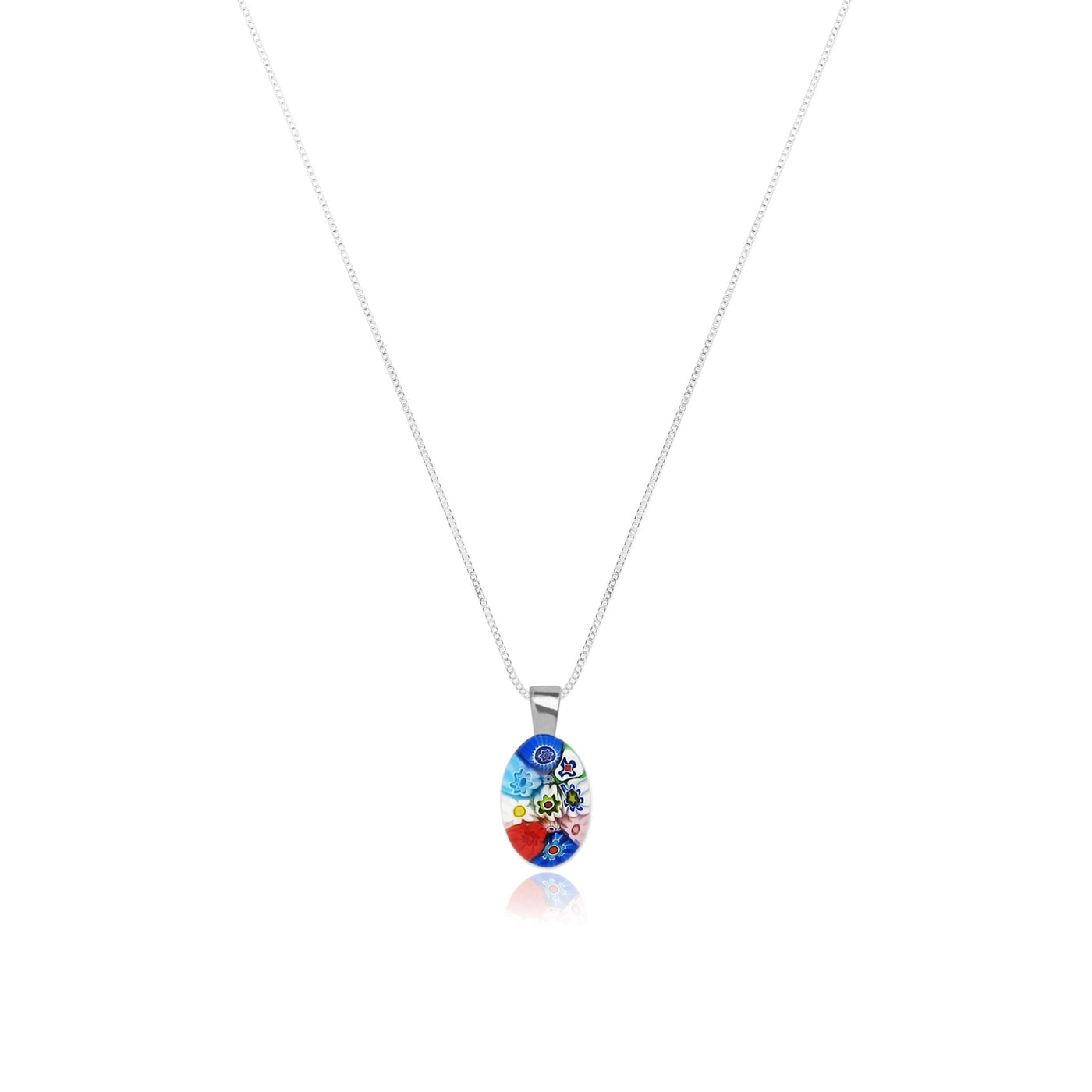 Oval in Bloom Necklace - 0.85mm 925 Sterling Silver - Pendant Necklace