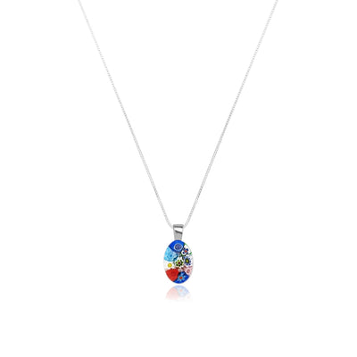 Oval in Bloom Necklace - 0.85mm 925 Sterling Silver - Pendant Necklace