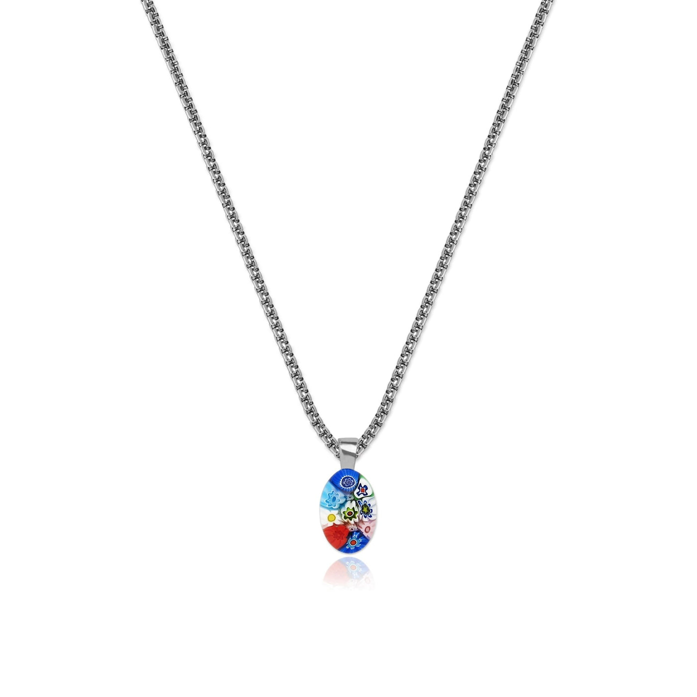 Oval in Bloom Necklace - 0.85mm 925 Sterling Silver - Pendant Necklace