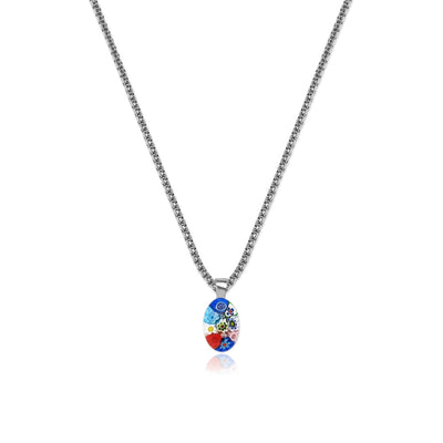 Oval in Bloom Necklace - 0.85mm 925 Sterling Silver - Pendant Necklace