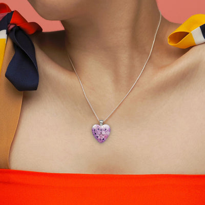 Pink in Bloom Heart Necklace - 14mm - Pendant Necklace