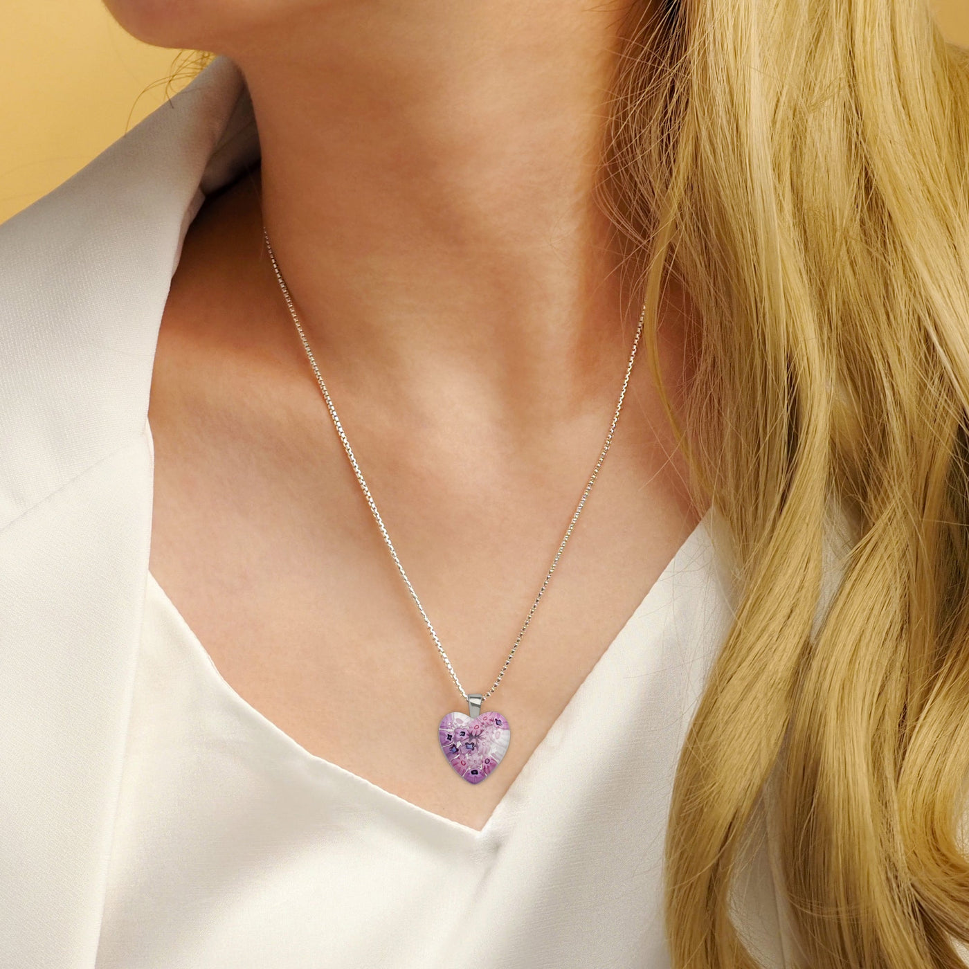 Pink in Bloom Heart Necklace - 14mm - Pendant Necklace