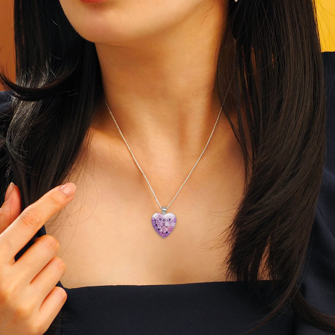 Pink in Bloom Heart Necklace - 14mm - Pendant Necklace