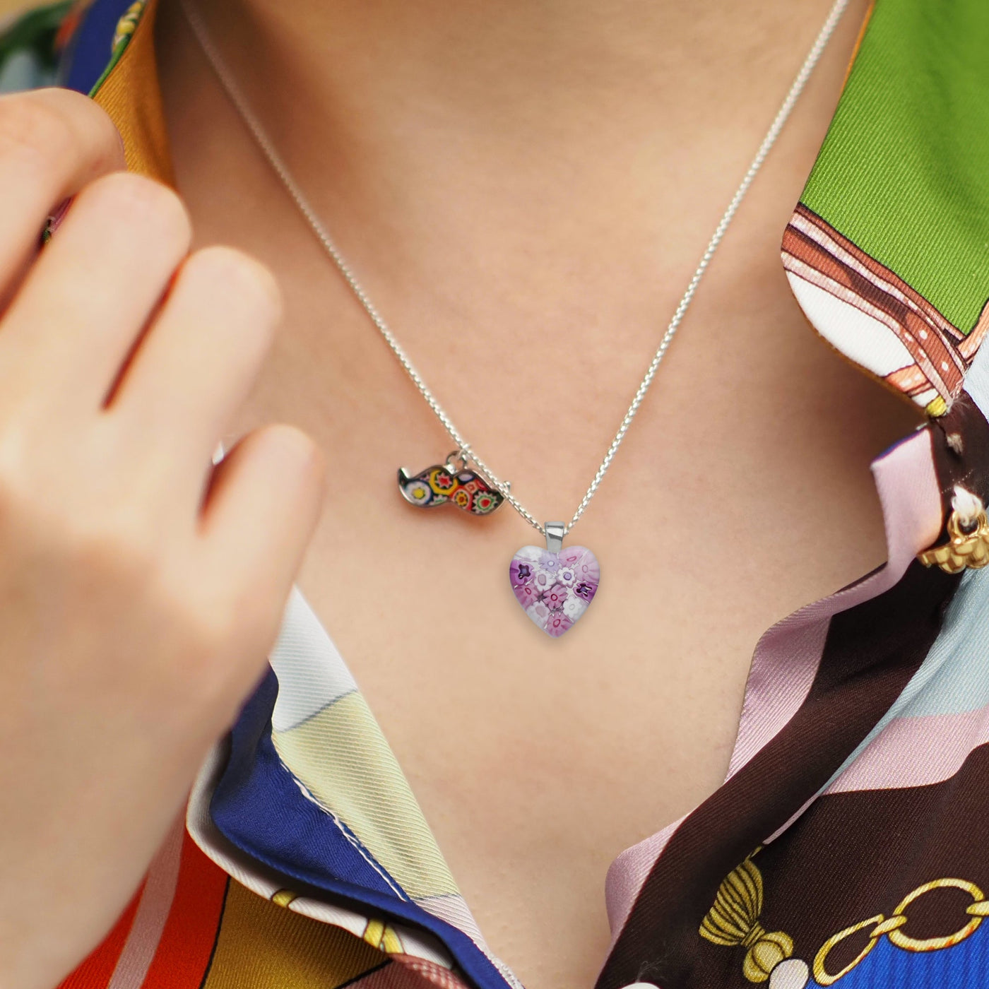 Pink in Bloom Heart Necklace - 14mm - Pendant Necklace
