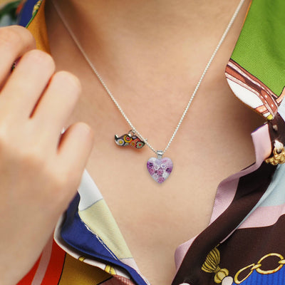 Pink in Bloom Heart Necklace - 14mm - Pendant Necklace