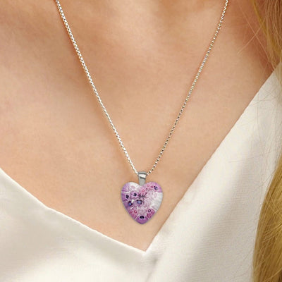 Pink in Bloom Heart Necklace - 14mm - Pendant Necklace