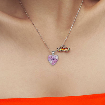 Pink in Bloom Heart Necklace - 14mm - Pendant Necklace