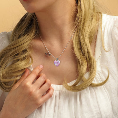 Pink in Bloom Heart Necklace - 14mm - Pendant Necklace