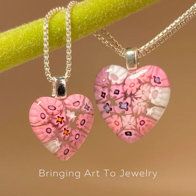 Pink in Bloom Heart Necklace - 14mm - Pendant Necklace
