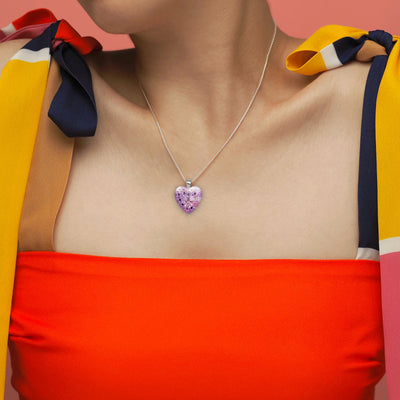 Pink in Bloom Heart Necklace - 14mm - Pendant Necklace