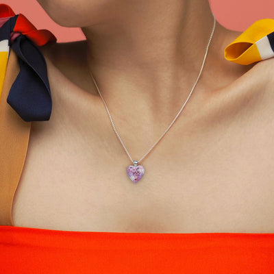 Pink in Bloom Heart Necklace - 14mm - Pendant Necklace