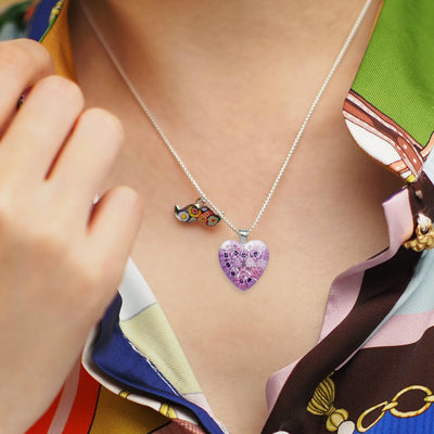 Pink in Bloom Heart Necklace - 18mm - Pendant Necklace