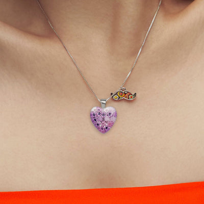Pink in Bloom Heart Necklace - 18mm - Pendant Necklace
