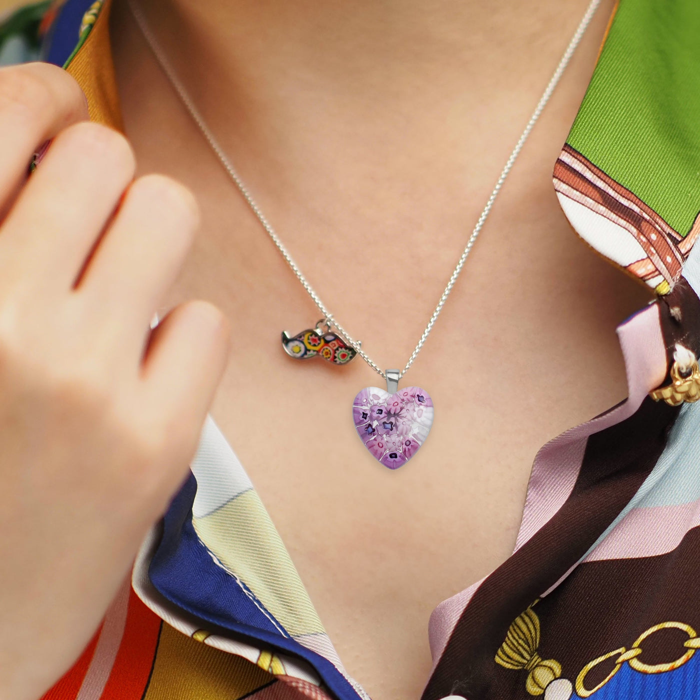 Pink in Bloom Heart Necklace - 18mm - Pendant Necklace