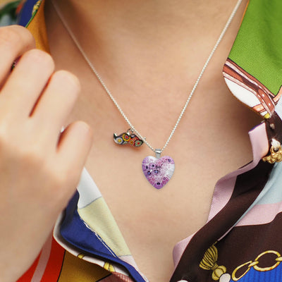 Pink in Bloom Heart Necklace - 18mm - Pendant Necklace