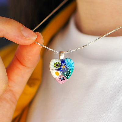 Six in Bloom Heart Necklace - 2mm 316L Stainless Steel - Pendant Necklace