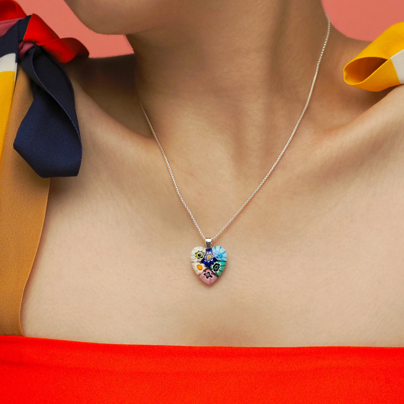 Six in Bloom Heart Necklace - 2mm 316L Stainless Steel - Pendant Necklace