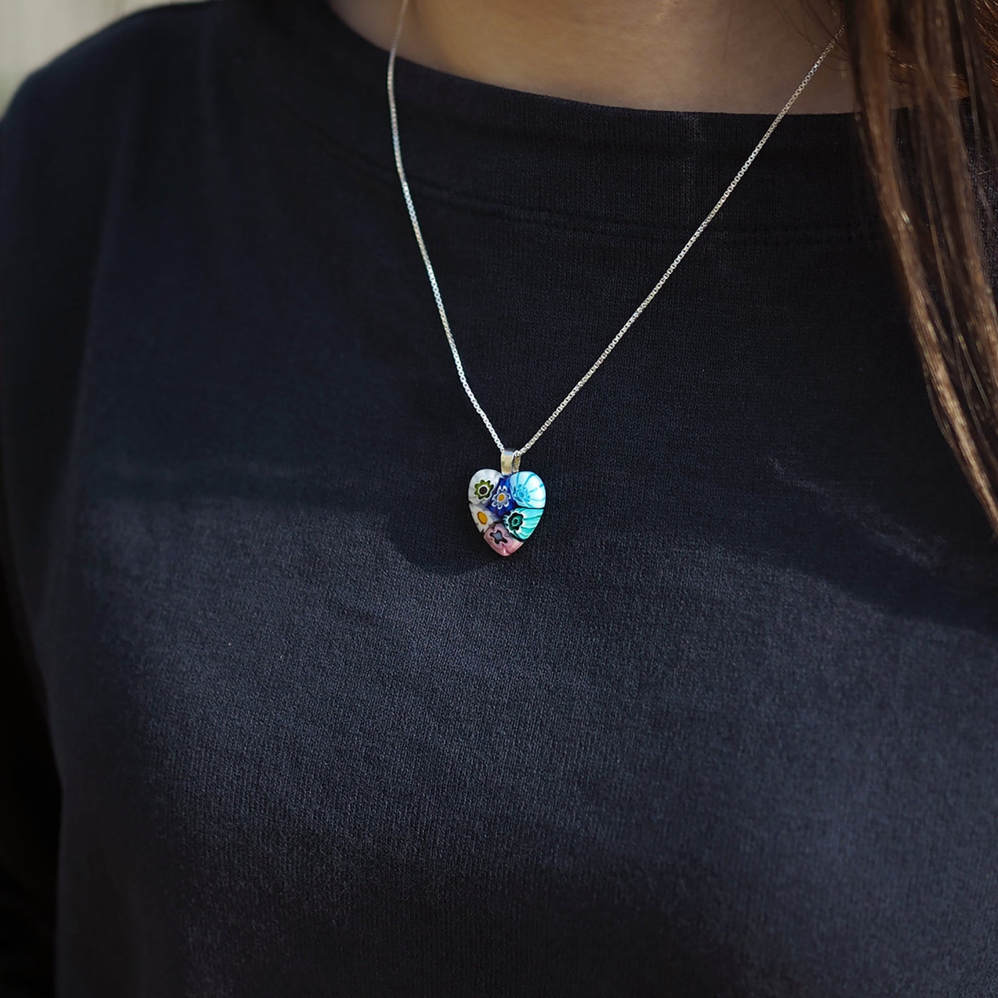 Six in Bloom Heart Necklace - 2mm 316L Stainless Steel - Pendant Necklace