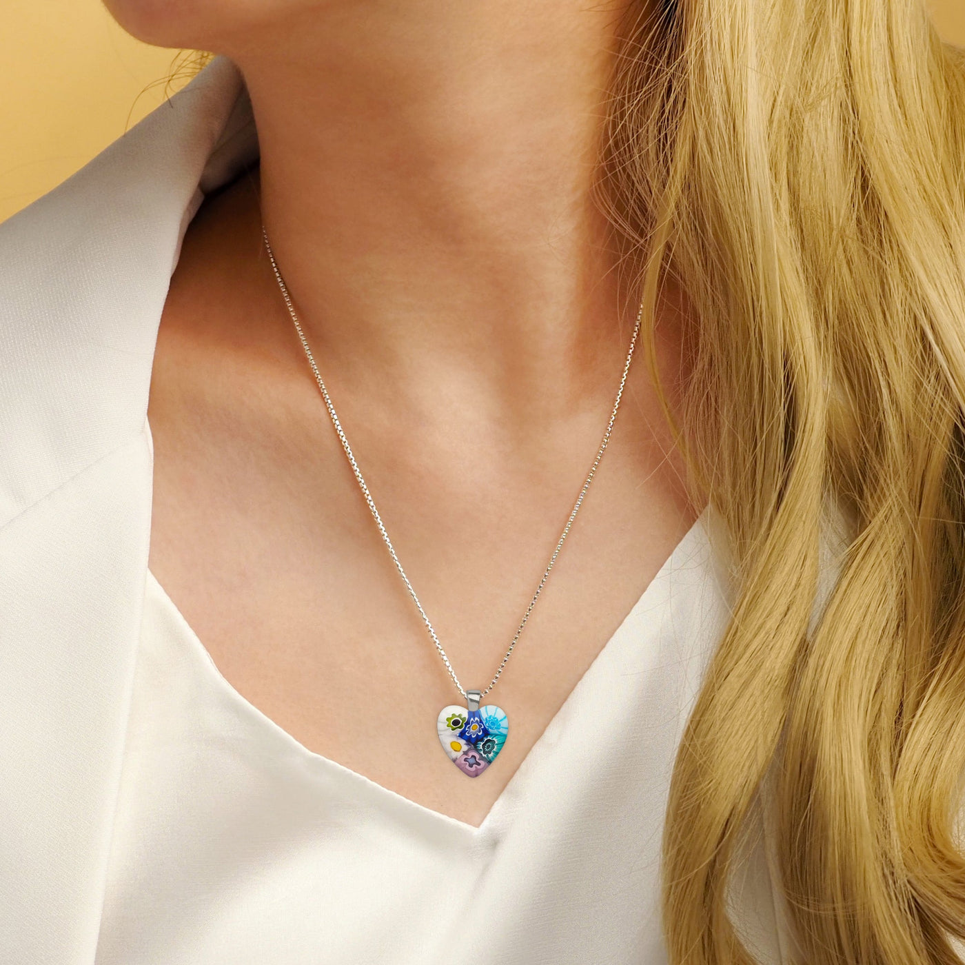 Six in Bloom Heart Necklace - 2mm 316L Stainless Steel - Pendant Necklace