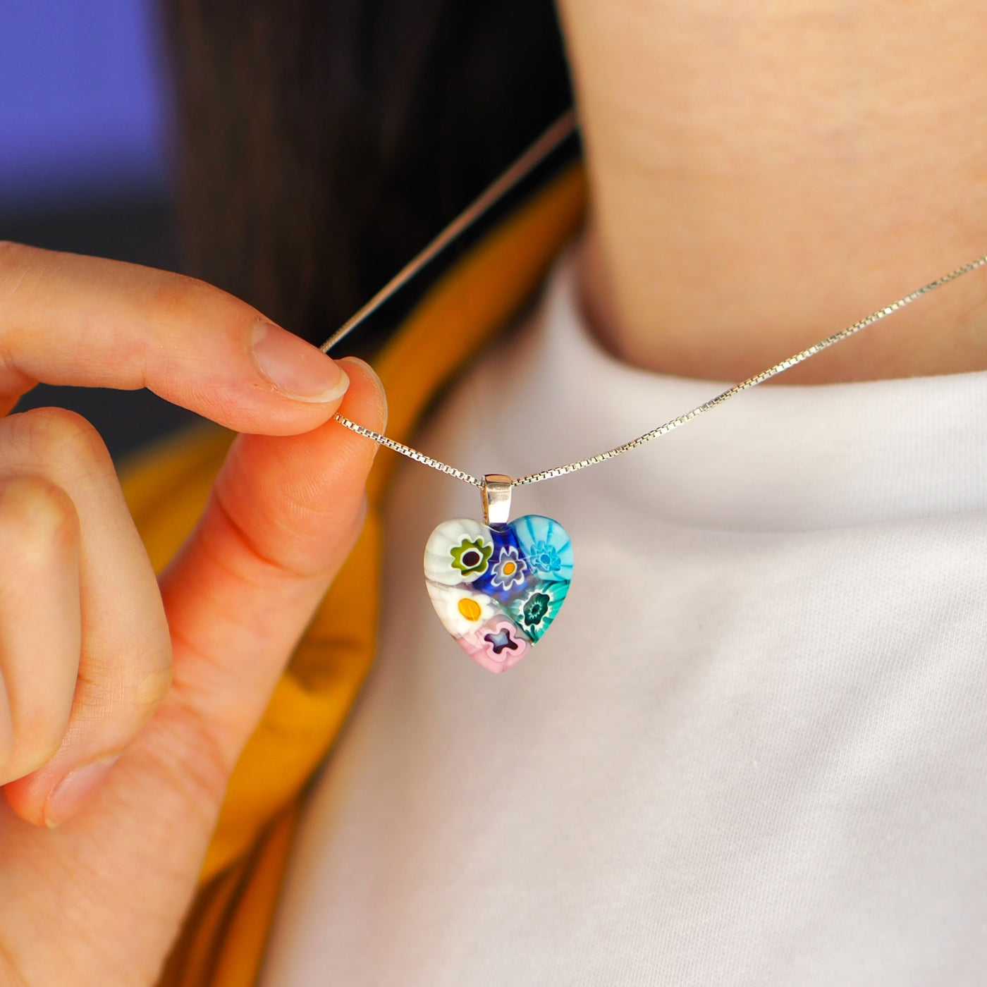 Six in Bloom Heart Necklace - 2mm 316L Stainless Steel - Pendant Necklace