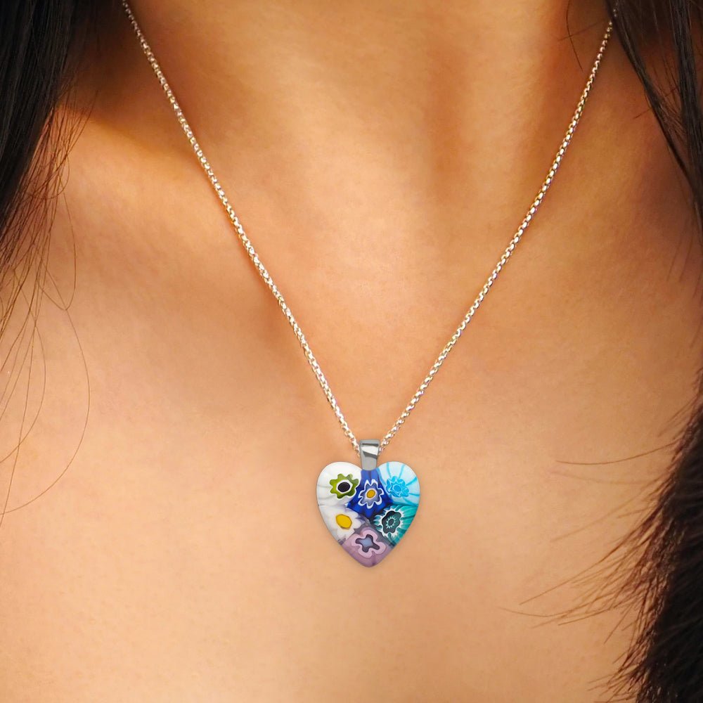Six in Bloom Heart Necklace - 2mm 316L Stainless Steel - Pendant Necklace