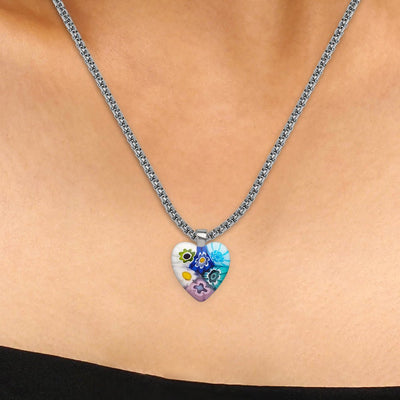 Six in Bloom Heart Necklace - 2mm 316L Stainless Steel - Pendant Necklace