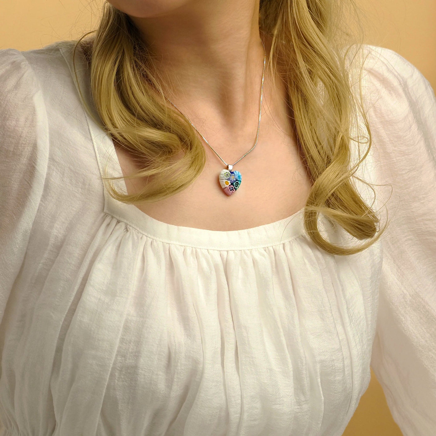 Six in Bloom Heart Necklace - 2mm 316L Stainless Steel - Pendant Necklace