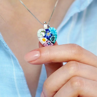 Six in Bloom Heart Necklace - 2mm 316L Stainless Steel - Pendant Necklace