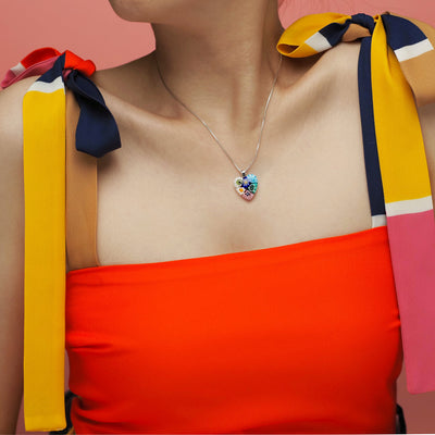 Six in Bloom Heart Necklace - 2mm 316L Stainless Steel - Pendant Necklace