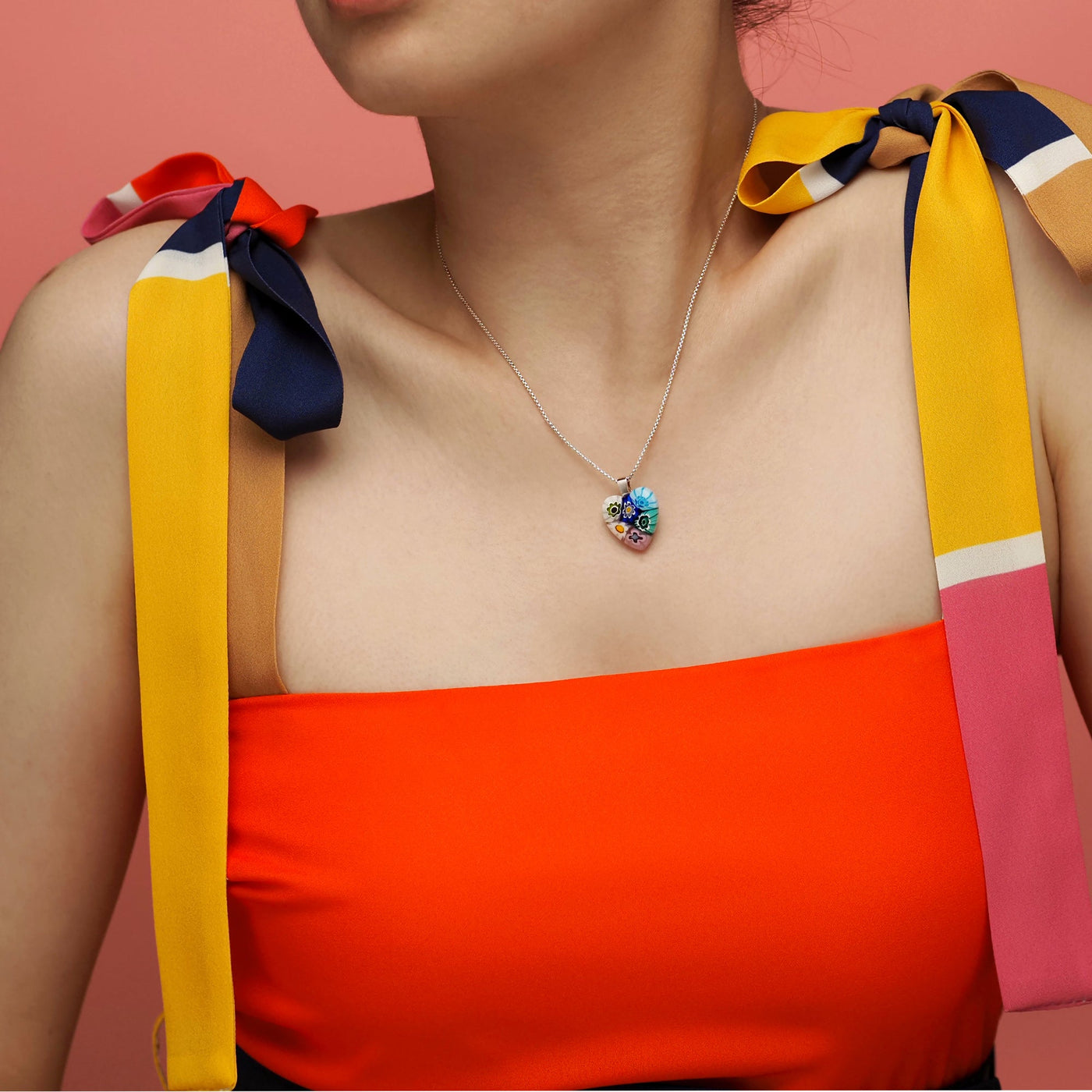 Six in Bloom Heart Necklace - 2mm 316L Stainless Steel - Pendant Necklace