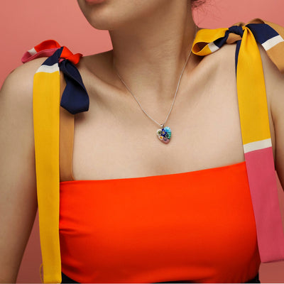 Six in Bloom Heart Necklace - 2mm 316L Stainless Steel - Pendant Necklace