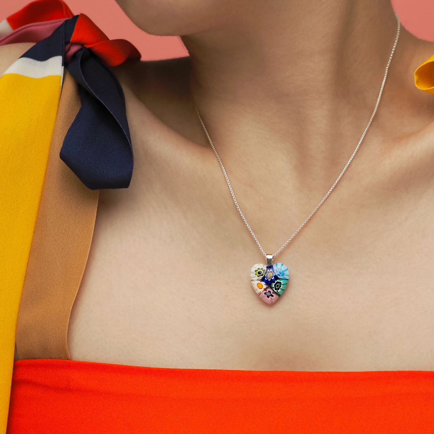 Six in Bloom Heart Necklace - 2mm 316L Stainless Steel - Pendant Necklace