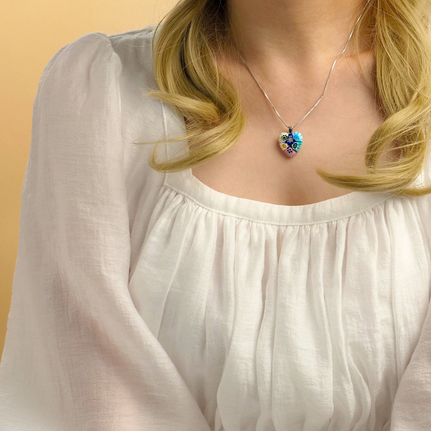 Six in Bloom Heart Necklace - 2mm 316L Stainless Steel - Pendant Necklace