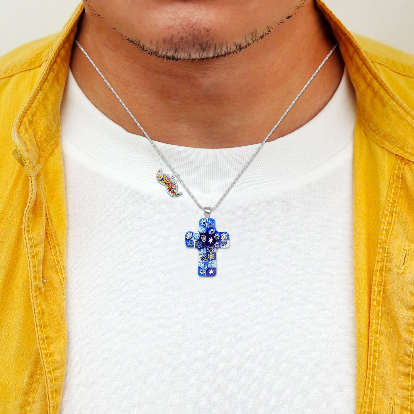 Starry Night Cross Necklace - 1mm 925 Sterling [Free upgrade] - Pendant Necklace