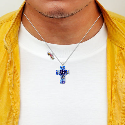 Starry Night Cross Necklace - 1mm 925 Sterling [Free upgrade] - Pendant Necklace