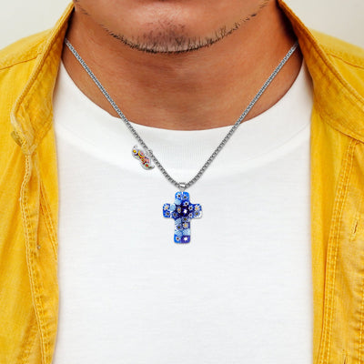 Starry Night Cross Necklace - 1mm 925 Sterling [Free upgrade] - Pendant Necklace